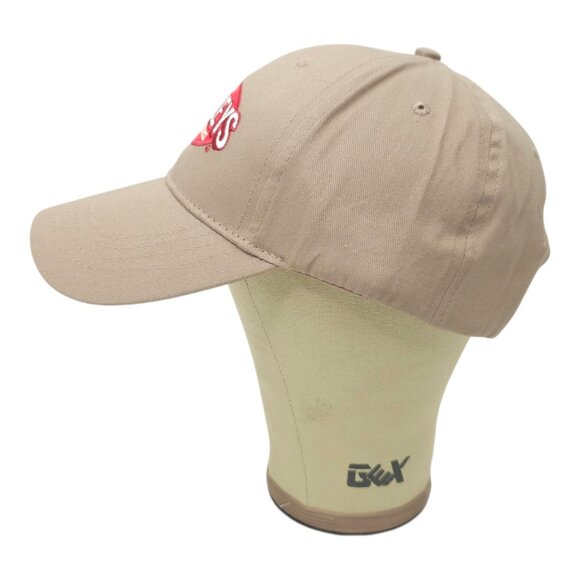 Charleys Philly Steaks Embroidered Logo Strapback Cap Trucker Baseball Khaki Hat - Picture 10 of 13